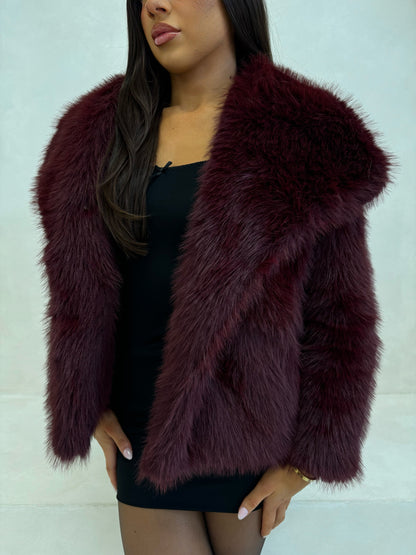 The ‘Vienna’ Luxury Faux Fur Coat Wine