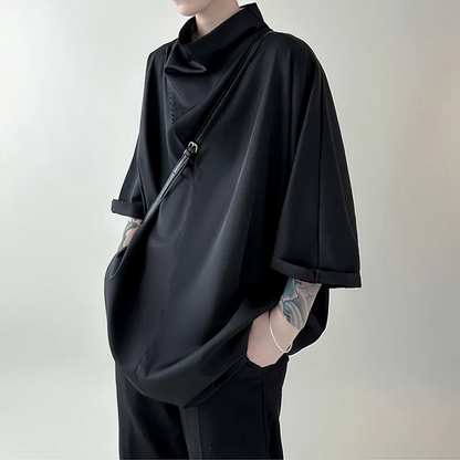 Drape Neck Poncho Shirt