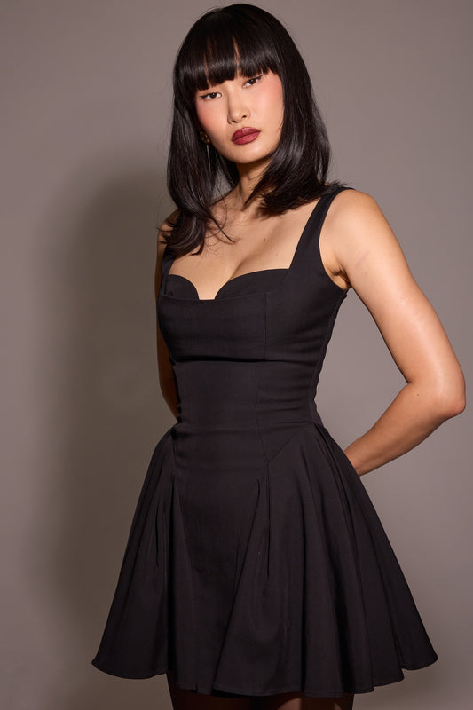 Bunny Black Twill Mini Dress