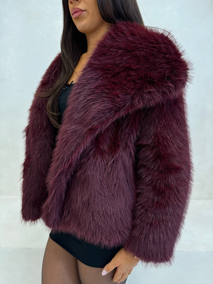 The ‘Vienna’ Luxury Faux Fur Coat Wine