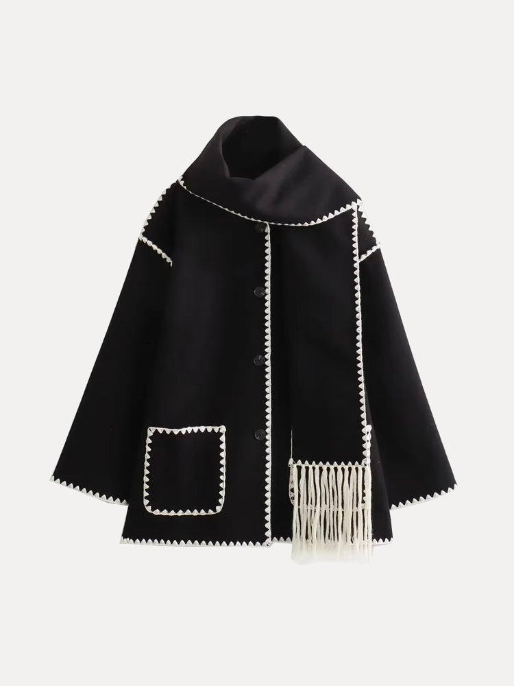 Amy Oversized Wool-Blend Scarf Jacket