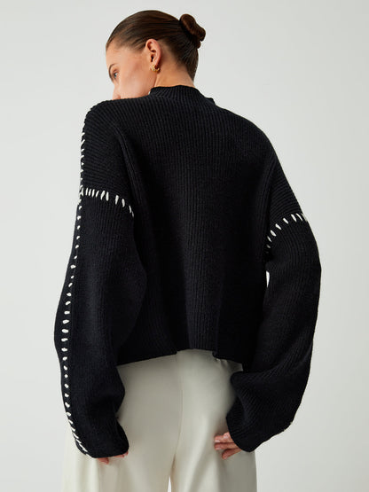 Shift The Focus Oversized Mock Neck Sweater