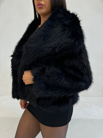 The ‘Vienna’ Luxury Faux Fur Coat Black