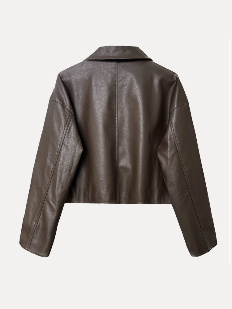 Alana Oversized Drop Shoulder Faux Leather Jacket