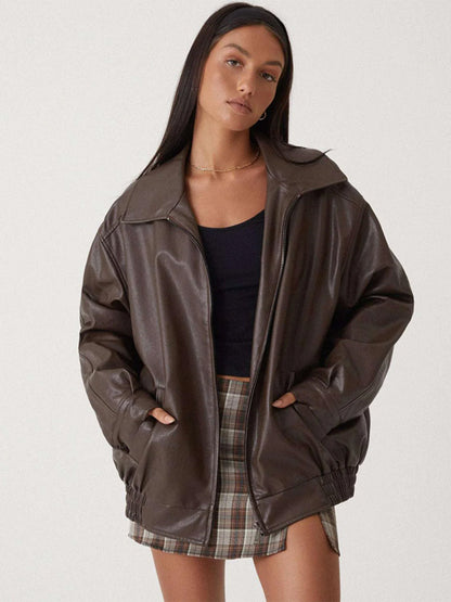 Alana Oversized Drop Shoulder Faux Leather Jacket