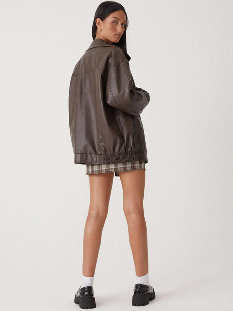 Alana Oversized Drop Shoulder Faux Leather Jacket