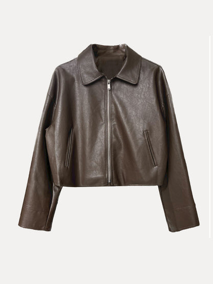 Alana Oversized Drop Shoulder Faux Leather Jacket