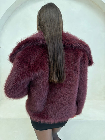 The ‘Vienna’ Luxury Faux Fur Coat Wine