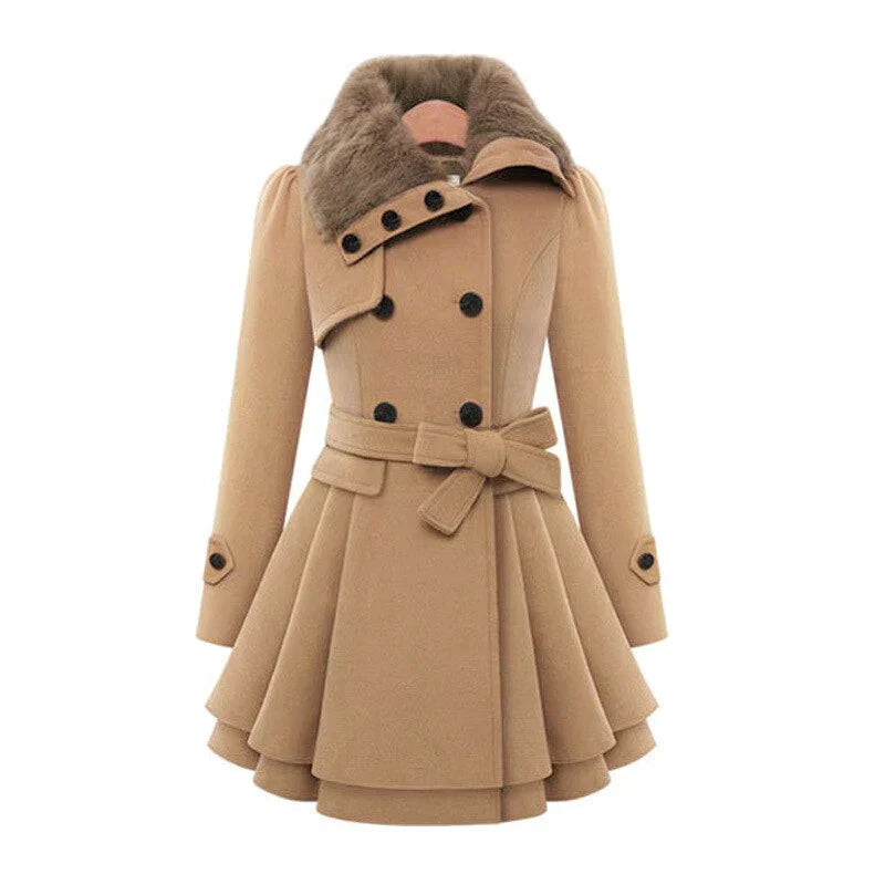 Samantha - Chic trench coat with vegan fur