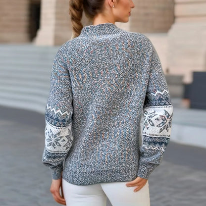 Turtleneck Sweater with Christmas Snowflake Design