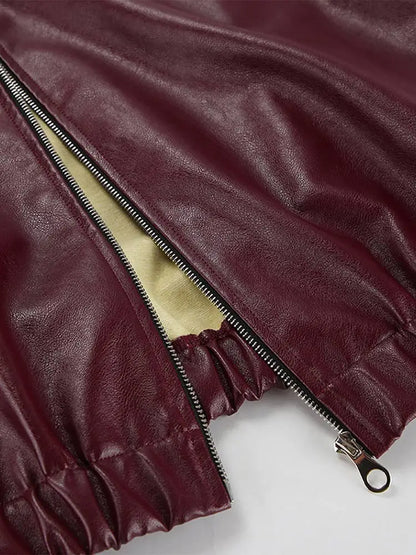 Vintage Leather Zip-Up Jacket