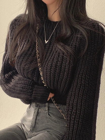 Chic Crop Knit Korean-Inspired Jumper