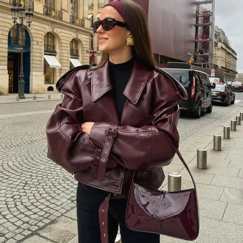 Vintage Leather Zip-Up Jacket