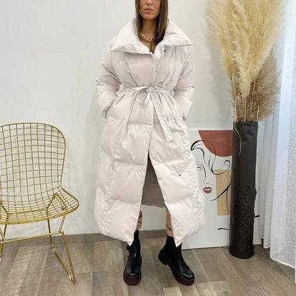 Belted Long Puffer Coat