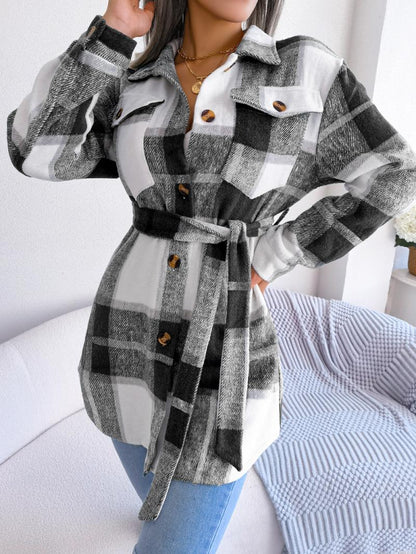 Belted Plaid Shacket