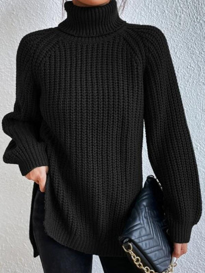 Black Knit Turtleneck Sweater