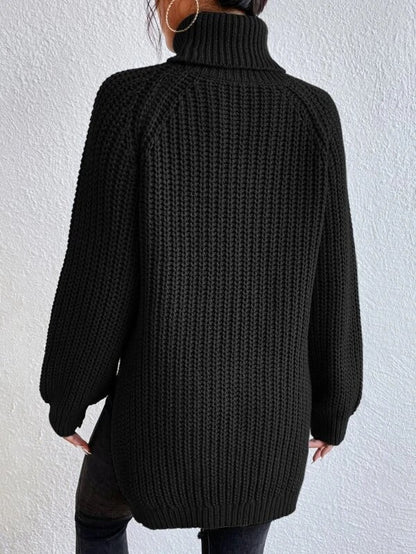 Black Knit Turtleneck Sweater