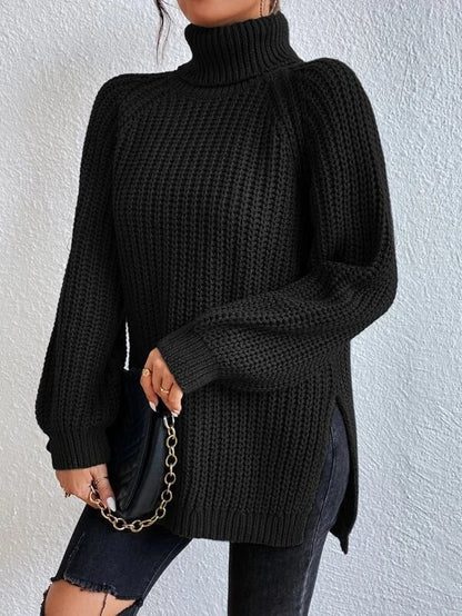 Black Knit Turtleneck Sweater