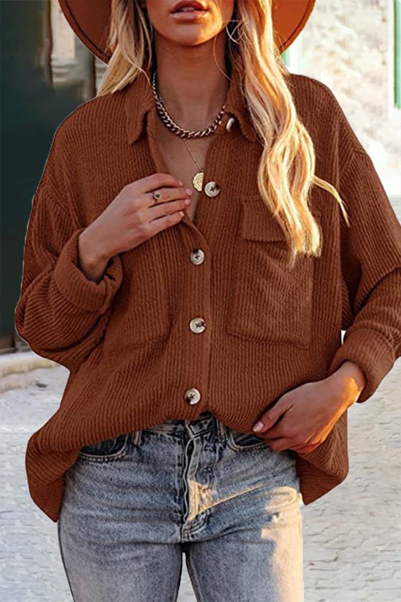 Button-Up Knit Corduroy Jacket