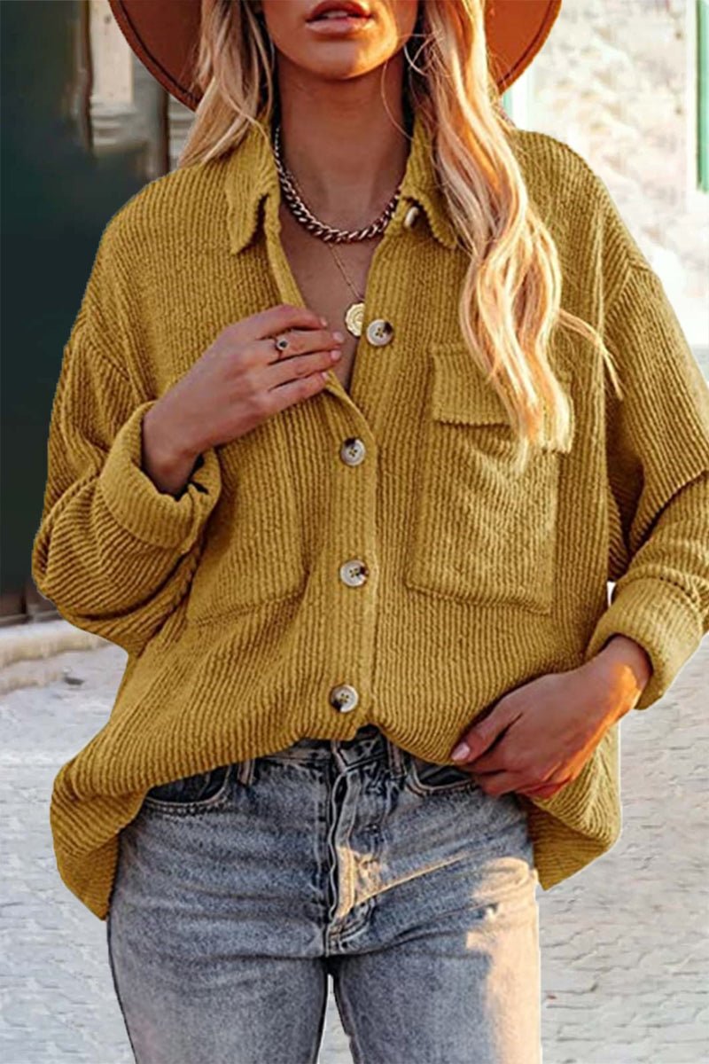 Button-Up Knit Corduroy Jacket