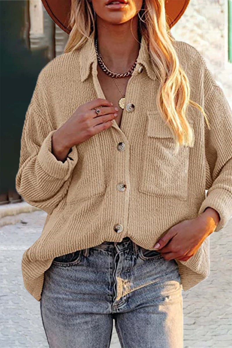 Button-Up Knit Corduroy Jacket