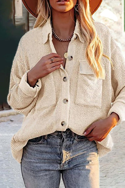 Button-Up Knit Corduroy Jacket