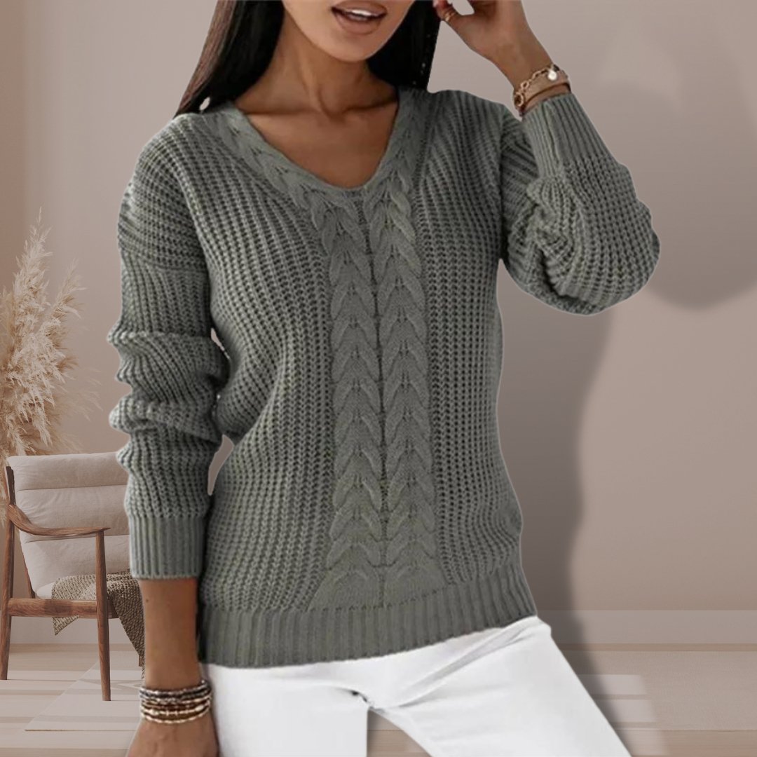 Cable Knit V-Neck Sweater