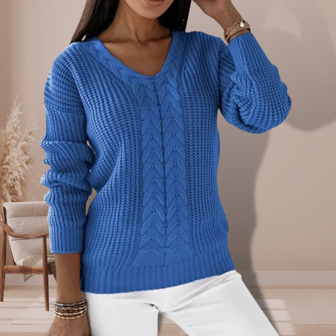 Cable Knit V-Neck Sweater