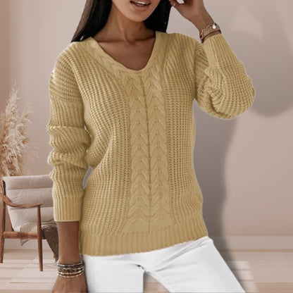 Cable Knit V-Neck Sweater