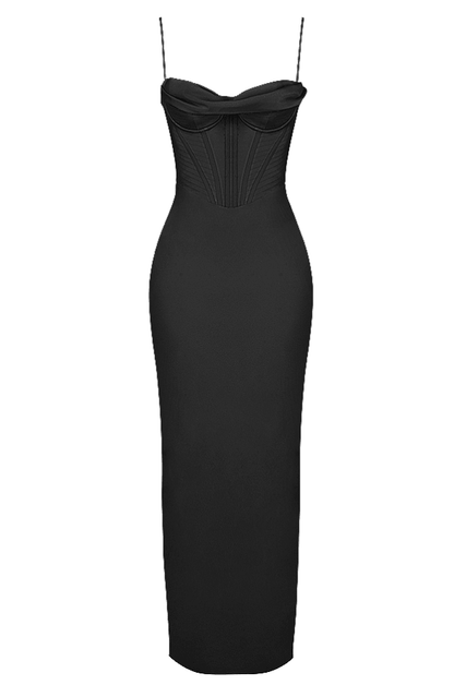 CHARMAINE BLACK CORSET MAXI DRESS - Black