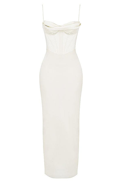 CHARMAINE IVORY Corset Maxi Dress  - White