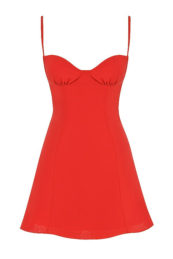 CHRISTIANA RED MINI DRESS - Red