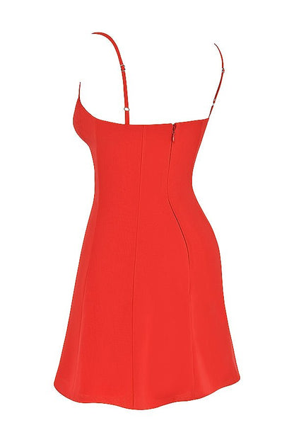 CHRISTIANA RED MINI DRESS - Red