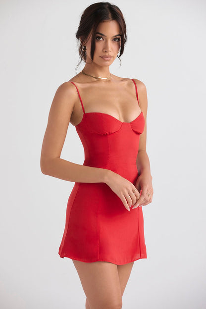 CHRISTIANA RED MINI DRESS - Red