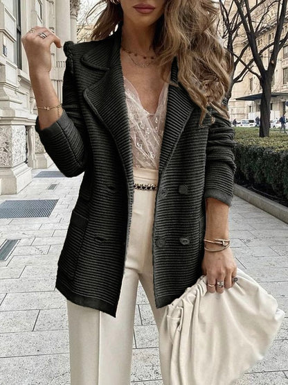 Classic Ribbed Knit Blazer