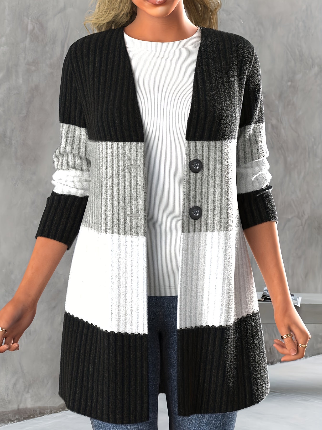 Color Block Knit Cardigan