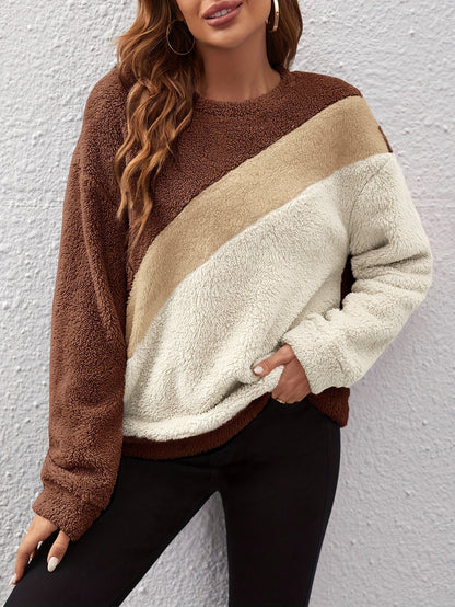 Color Block Sherpa Pullover