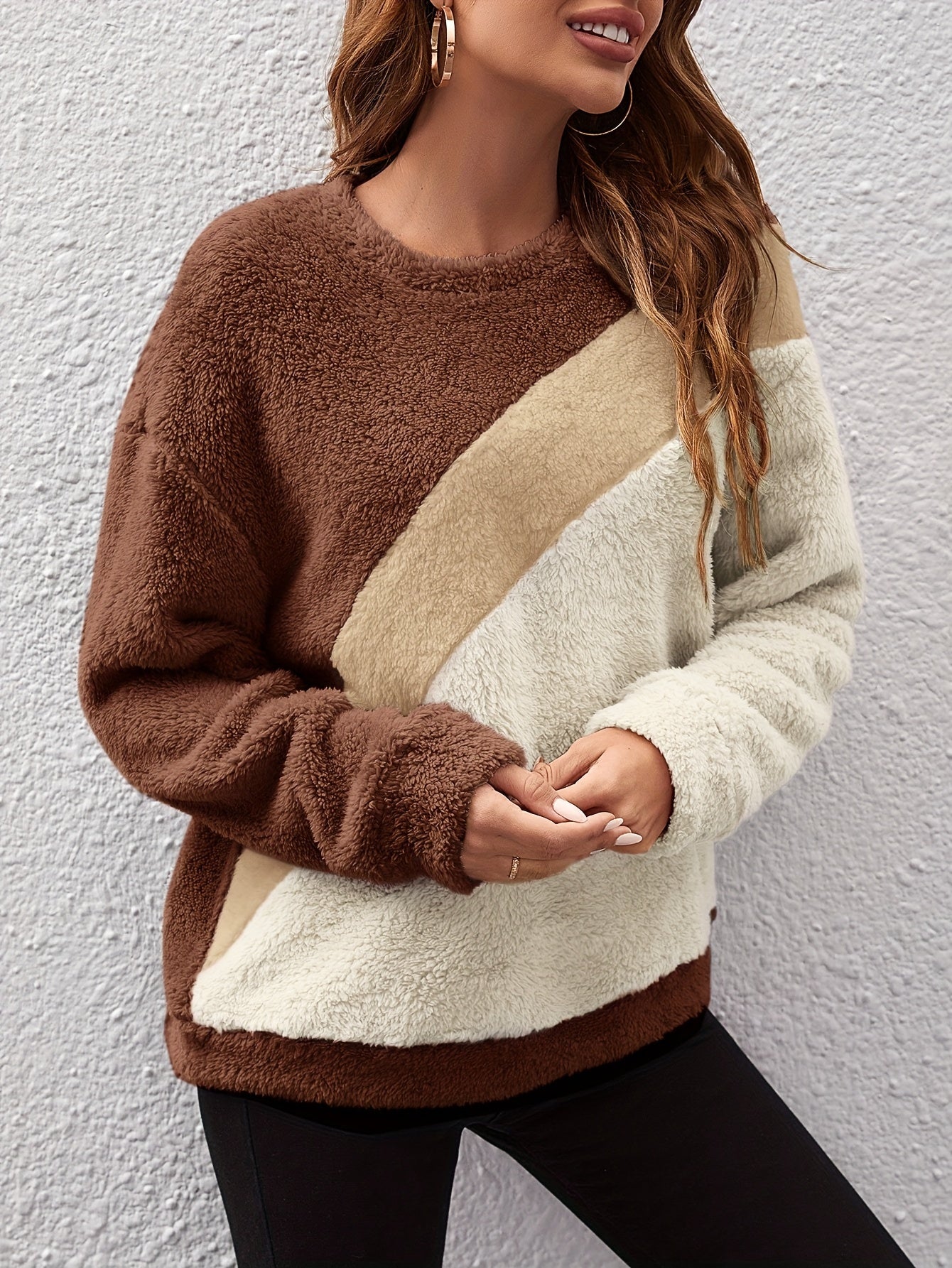 Color Block Sherpa Pullover