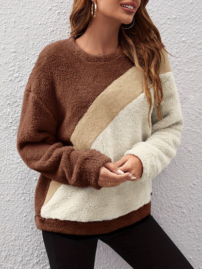 Color Block Sherpa Pullover