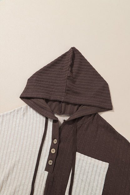 Colorblock Button-Up Hoodie