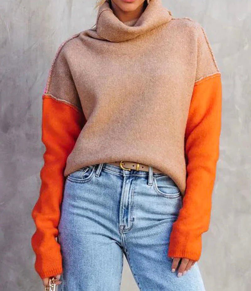 Colorblock Turtleneck Sweater