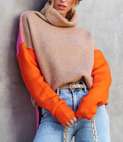 Colorblock Turtleneck Sweater