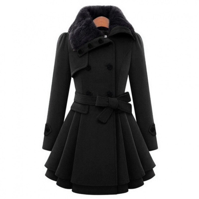 Elegant Fit-and-Flare Wool Coat