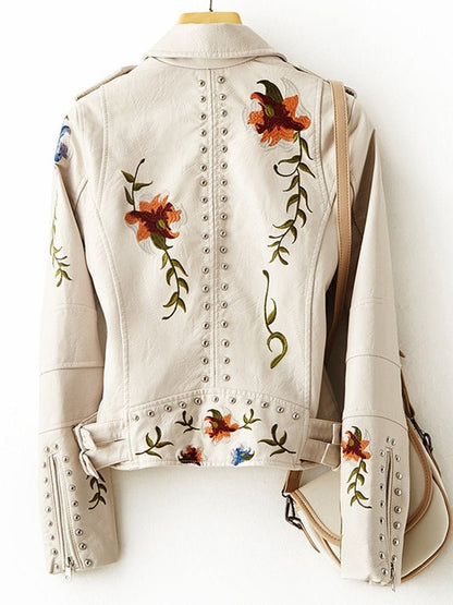 Embroidered Leather Jacket