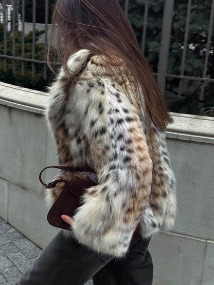 Faux Fur Animal Print Jacket