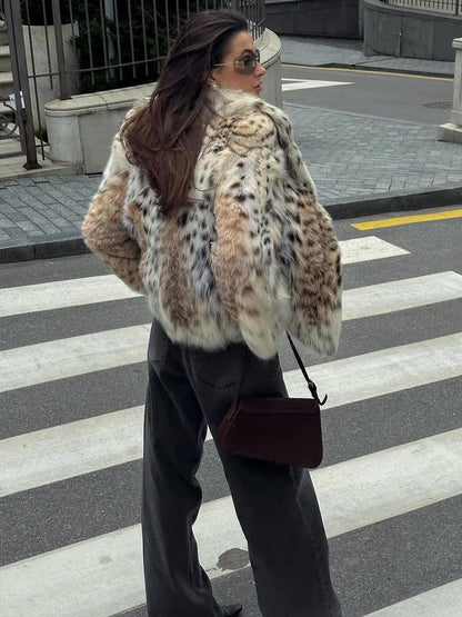 Faux Fur Animal Print Jacket