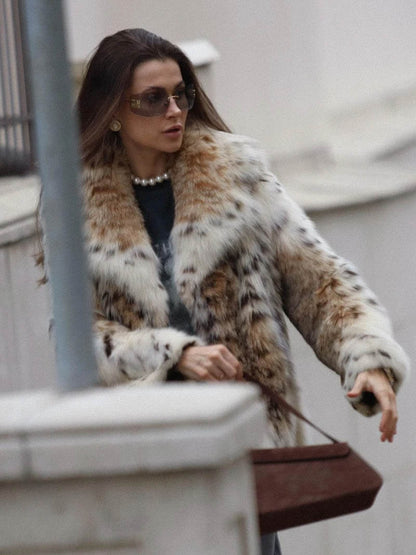 Faux Fur Animal Print Jacket