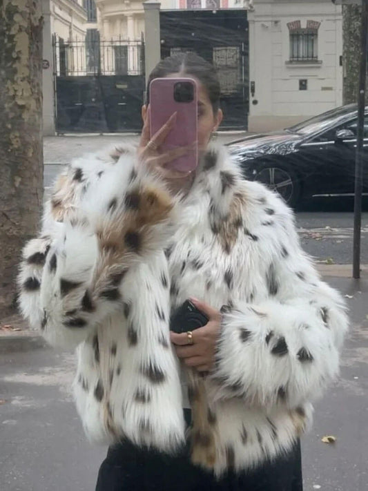 Faux Fur Animal Print Jacket