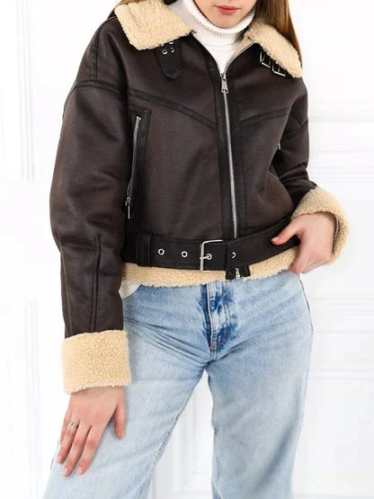 Faux Leather Shearling Jacket