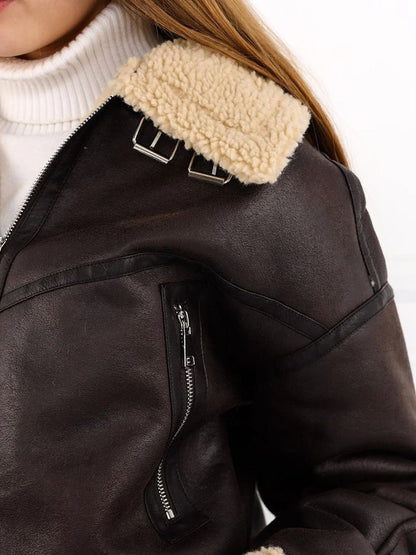 Faux Leather Shearling Jacket